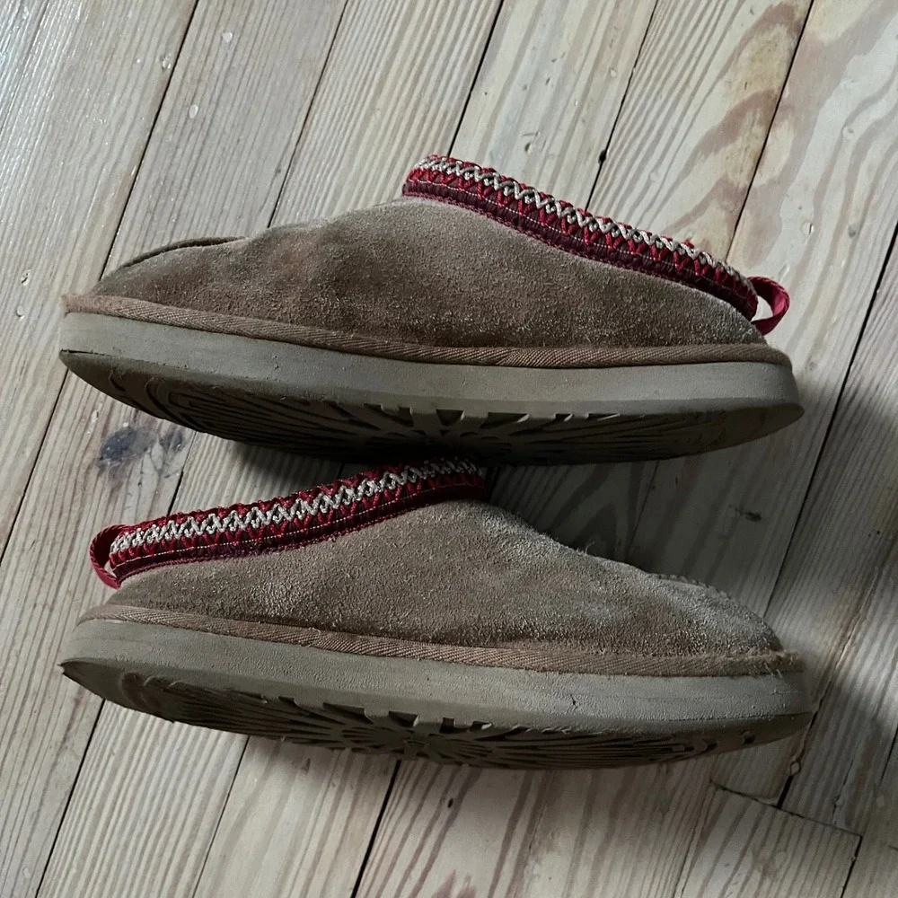 UGG Tasman Slipper Kids Size 4 Chestnut Suede Red Braid Slip On 113776K winter
